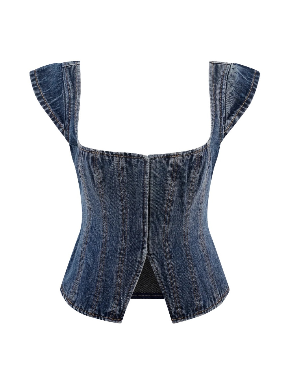 Meshki Loretta Cap Sleeve Denim Top - Picture 2 of 4